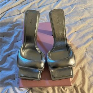 Hanifa Metallic silver mules